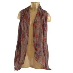 Gray Floral Winter Scarf Wrap 72x21